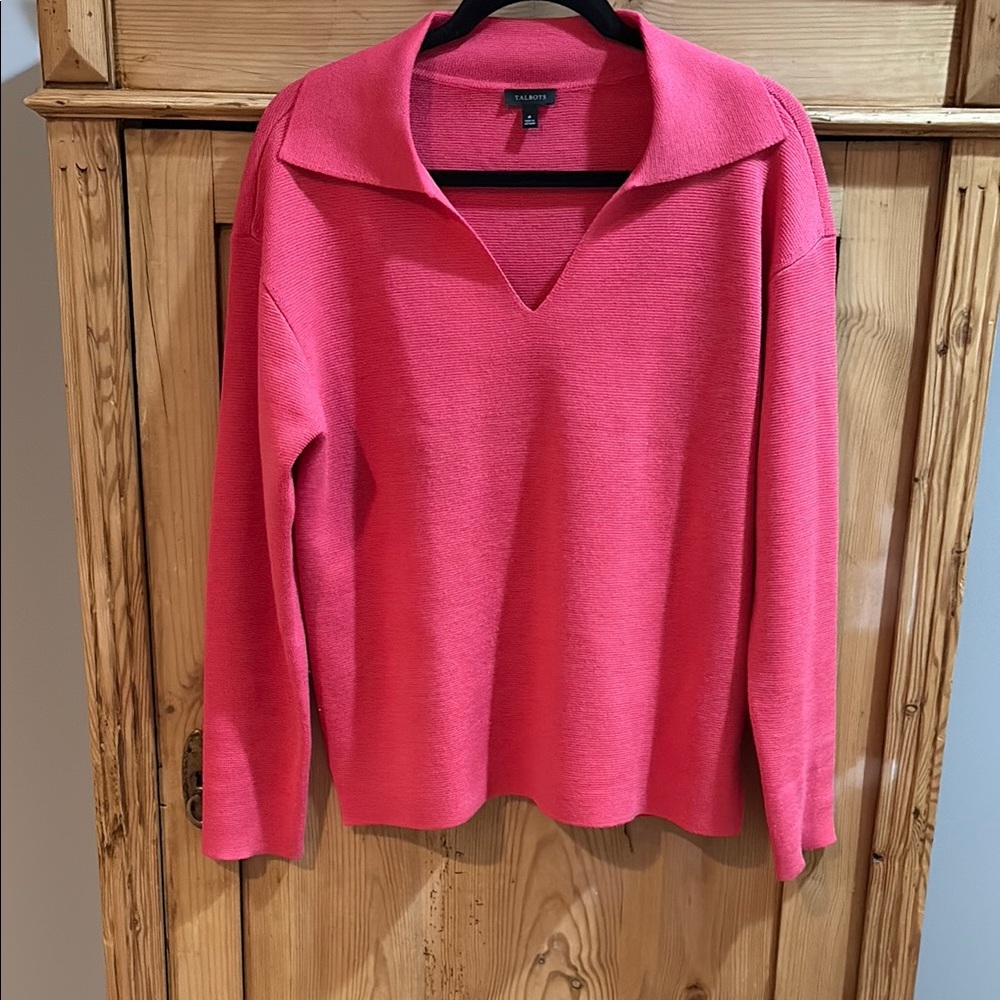 Talbots Pink V-Neck Sweater with Soft Knit